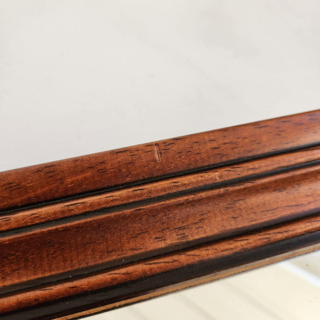 イタリア製　ヴィンテージ　ウォールナット　8角形　ウォールミラー 壁掛け鏡