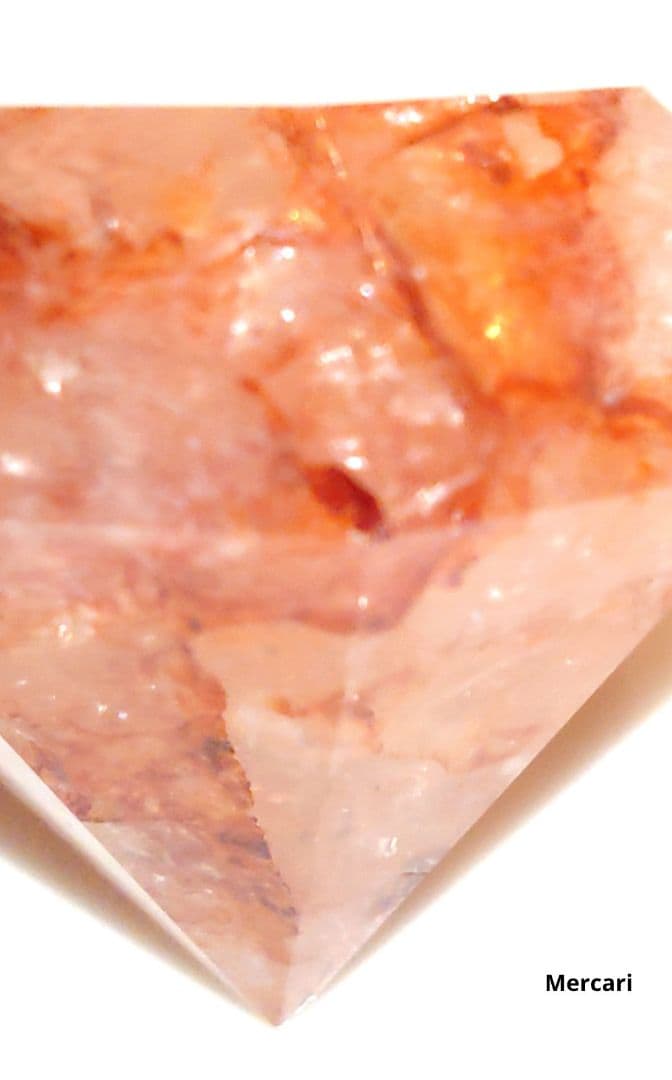 【レア✧１点物】天然石ファイヤークォーツのダイヤモンドカット　置き物