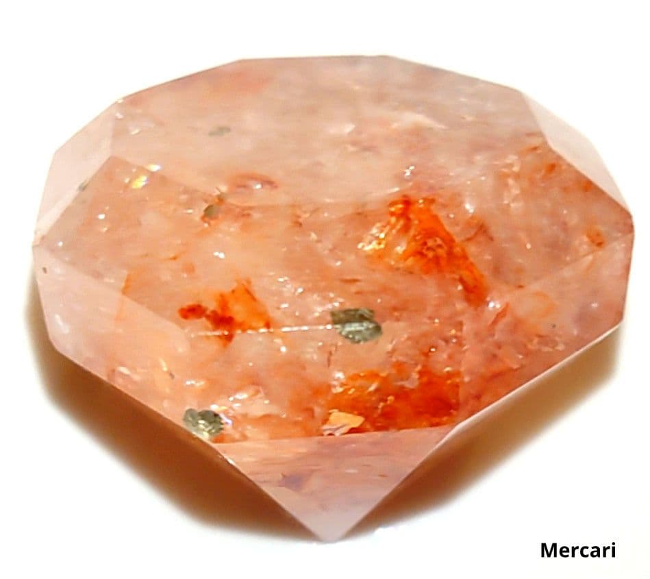 【レア✧１点物】天然石ファイヤークォーツのダイヤモンドカット　置き物