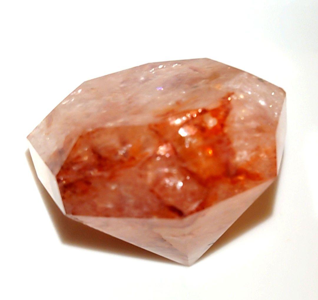 【レア✧１点物】天然石ファイヤークォーツのダイヤモンドカット　置き物