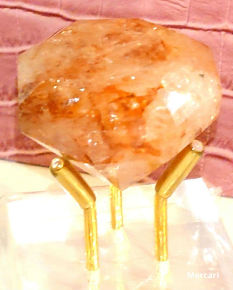 【レア✧１点物】天然石ファイヤークォーツのダイヤモンドカット　置き物