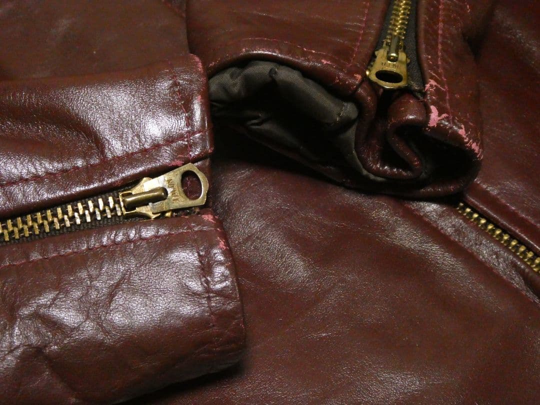 激レアカラーレッドブラウン！真鍮TALONジップ！シングルレザーライダース赤茶