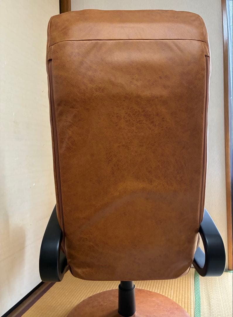 リクライニングチェア 肘掛け付 肘付き ヘッドレスト付 高さ調整可能　ブラウン