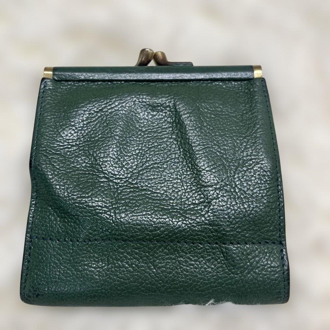 希少 美品 ILBISONTE ガマ折財布 緑 ミニマル イルビゾンテ グリーン