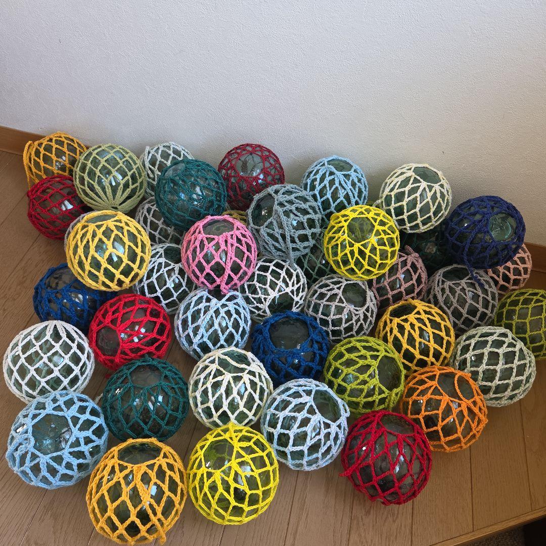 ガラス浮き玉 ガラス玉 １０cmカラーx４５