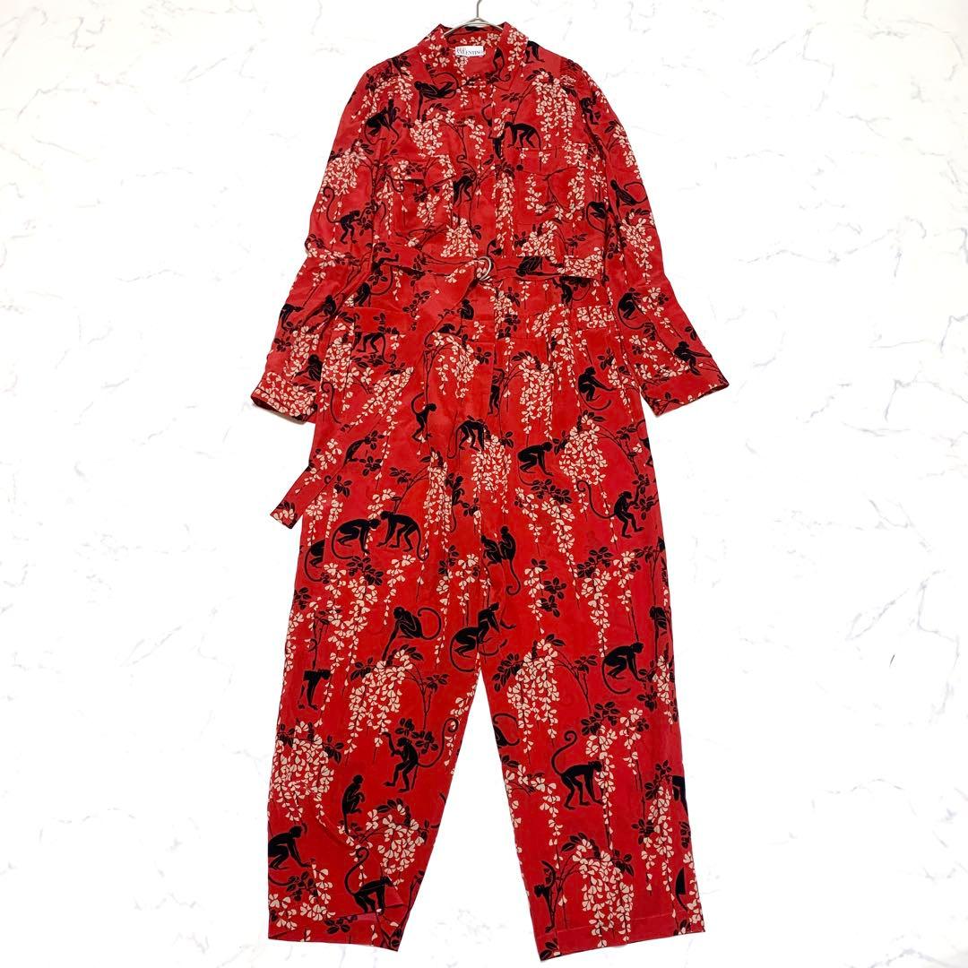 希少⭐️レッドヴァレンティノ　オールインワン　サロペット　総柄　赤