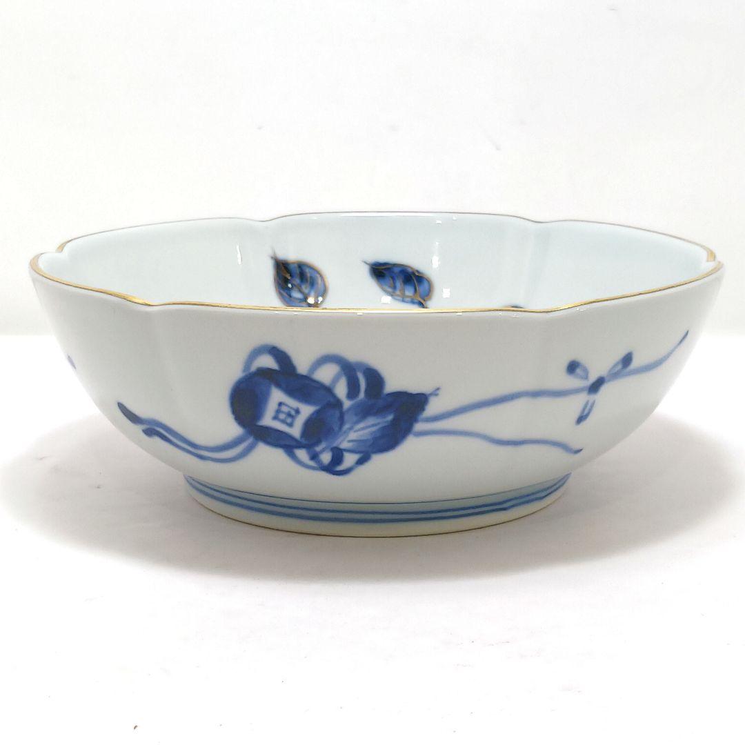 Y3311-3 大明年製 染錦紫陽花文輪花絵鉢 5枚セット 共箱