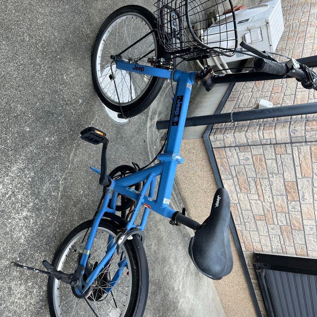 Jeep 折りたたみ自転車 青 フロントバスケット付き　手渡しのみ　神戸
