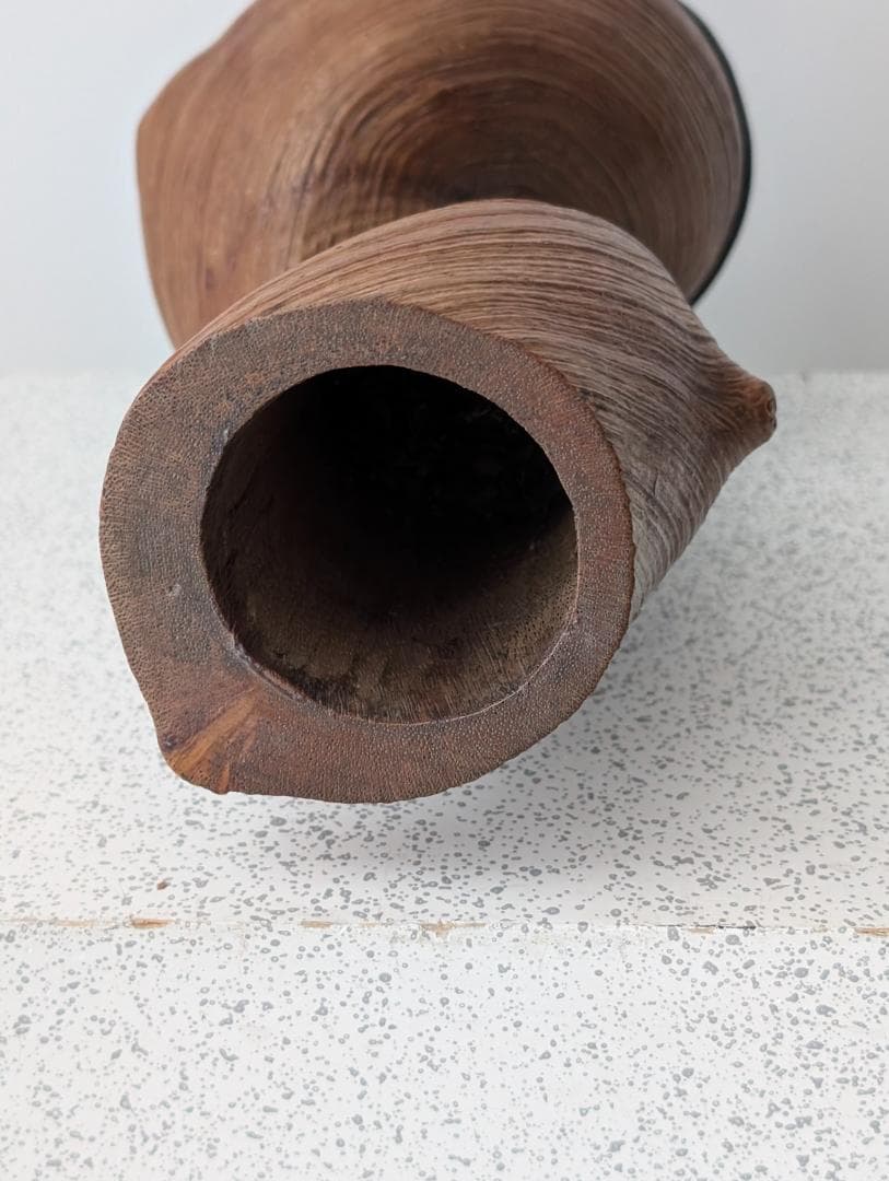 ビンテージ 40s 天然木 くり抜き オブジェ 一輪挿し プランター 戦前 希少