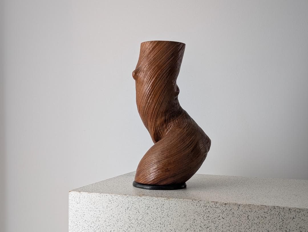 ビンテージ 40s 天然木 くり抜き オブジェ 一輪挿し プランター 戦前 希少