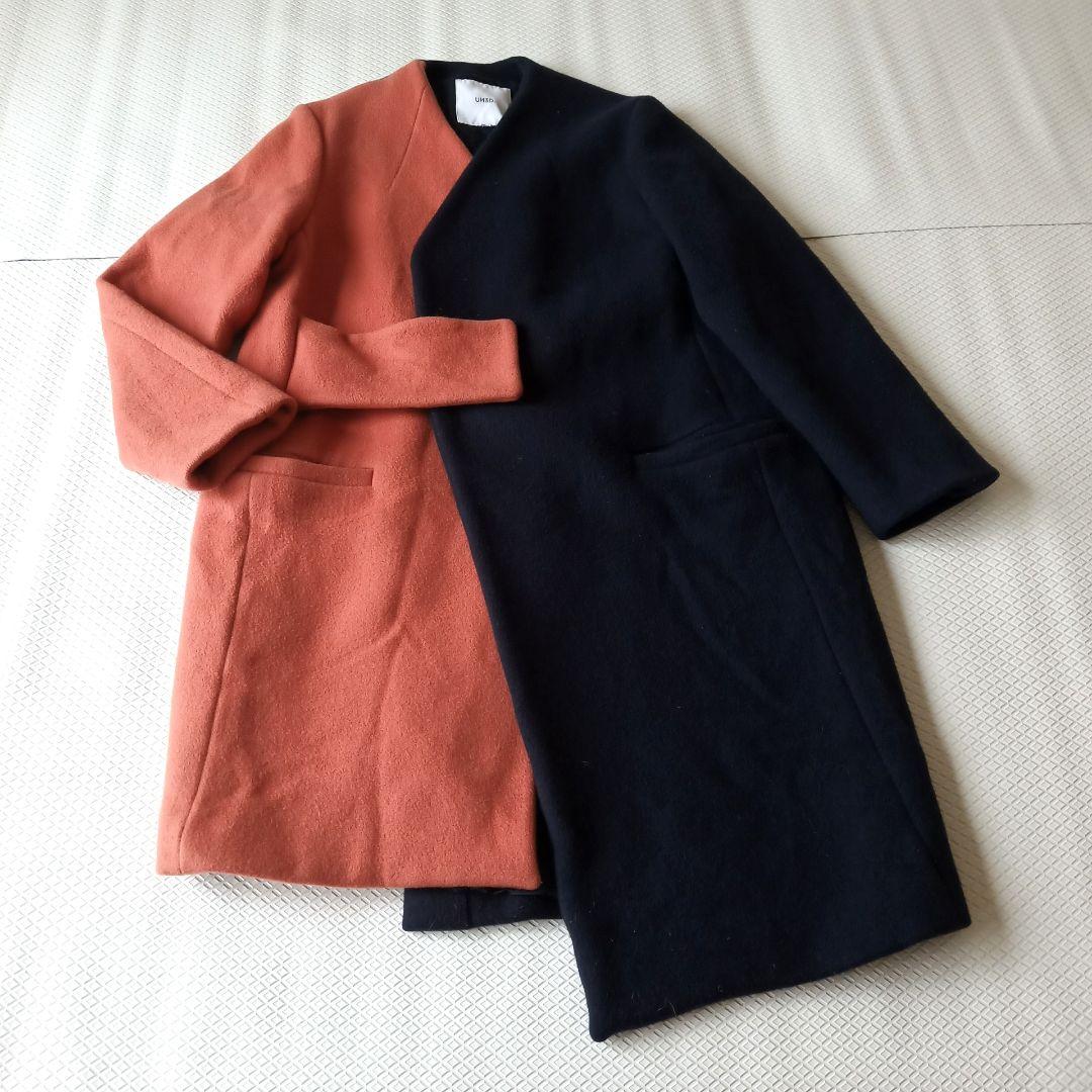 完売品＊UN3D. アンスリード バイカラー アシンメトリー コート ノーカラー