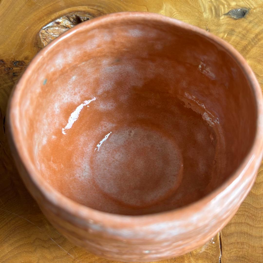 渓古石香作（谷古石香）伊曾嶋窯 抹茶碗 赤楽 楽焼 茶道具 共箱(304Aa)