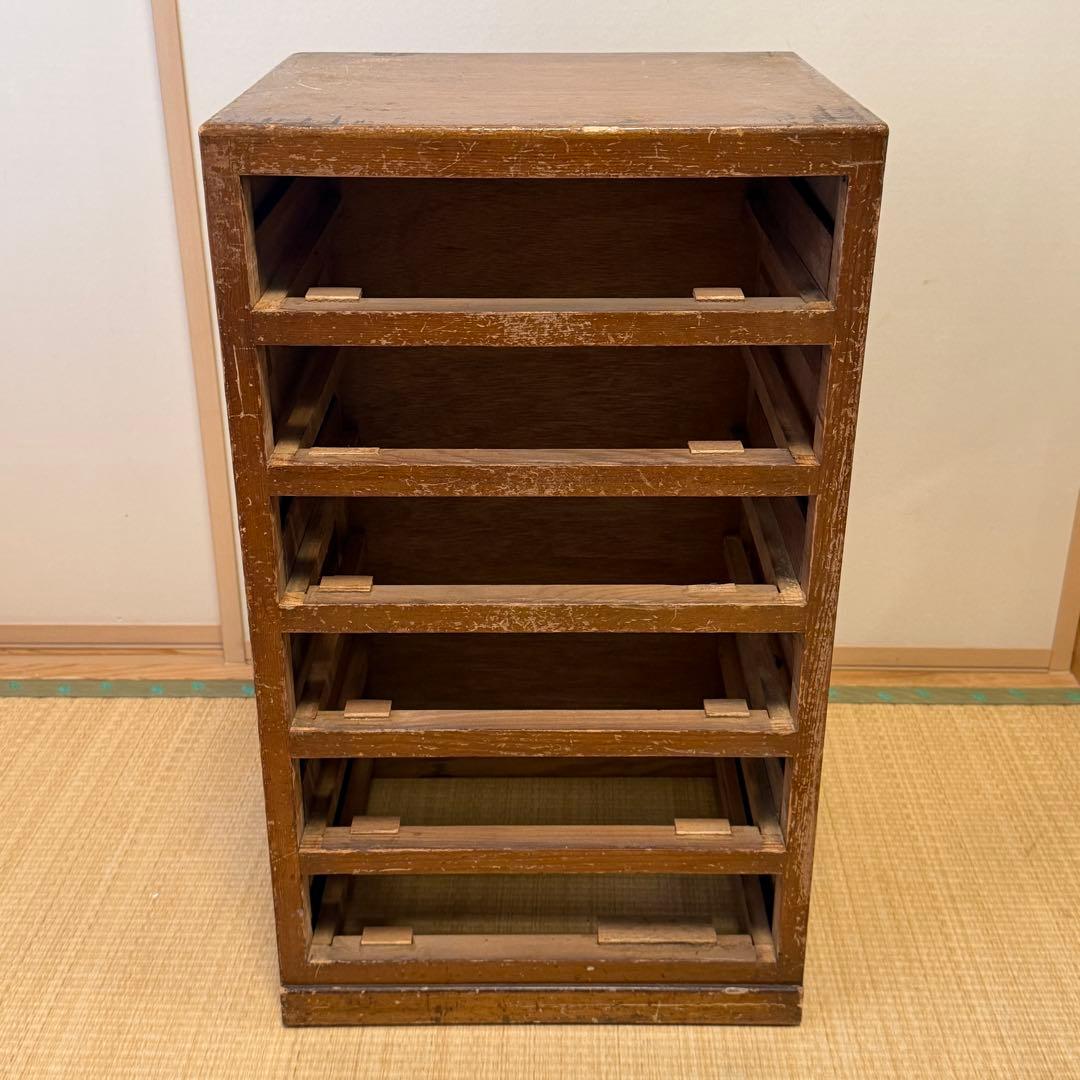 昭和中期 キャビネット 引き出し 木製収納棚 古家具 アンティーク レトロ