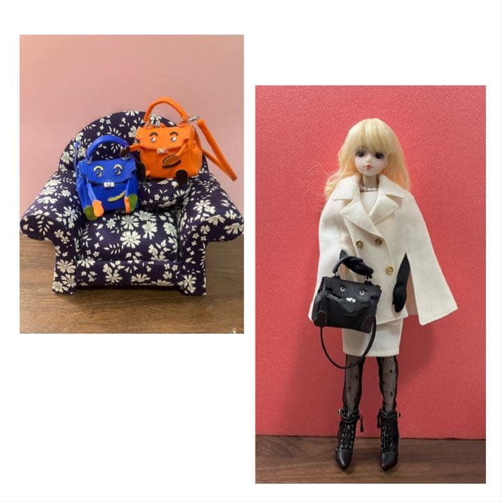 ★ハンドメイド★ミニチュア キャラクター バッグ ブラック ドールアウトフィット