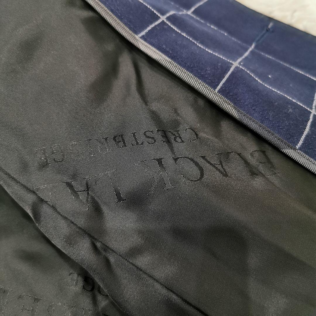 極美品 ブラックレーベルクレストブリッジ チェック ステンカラーコート 紺 M