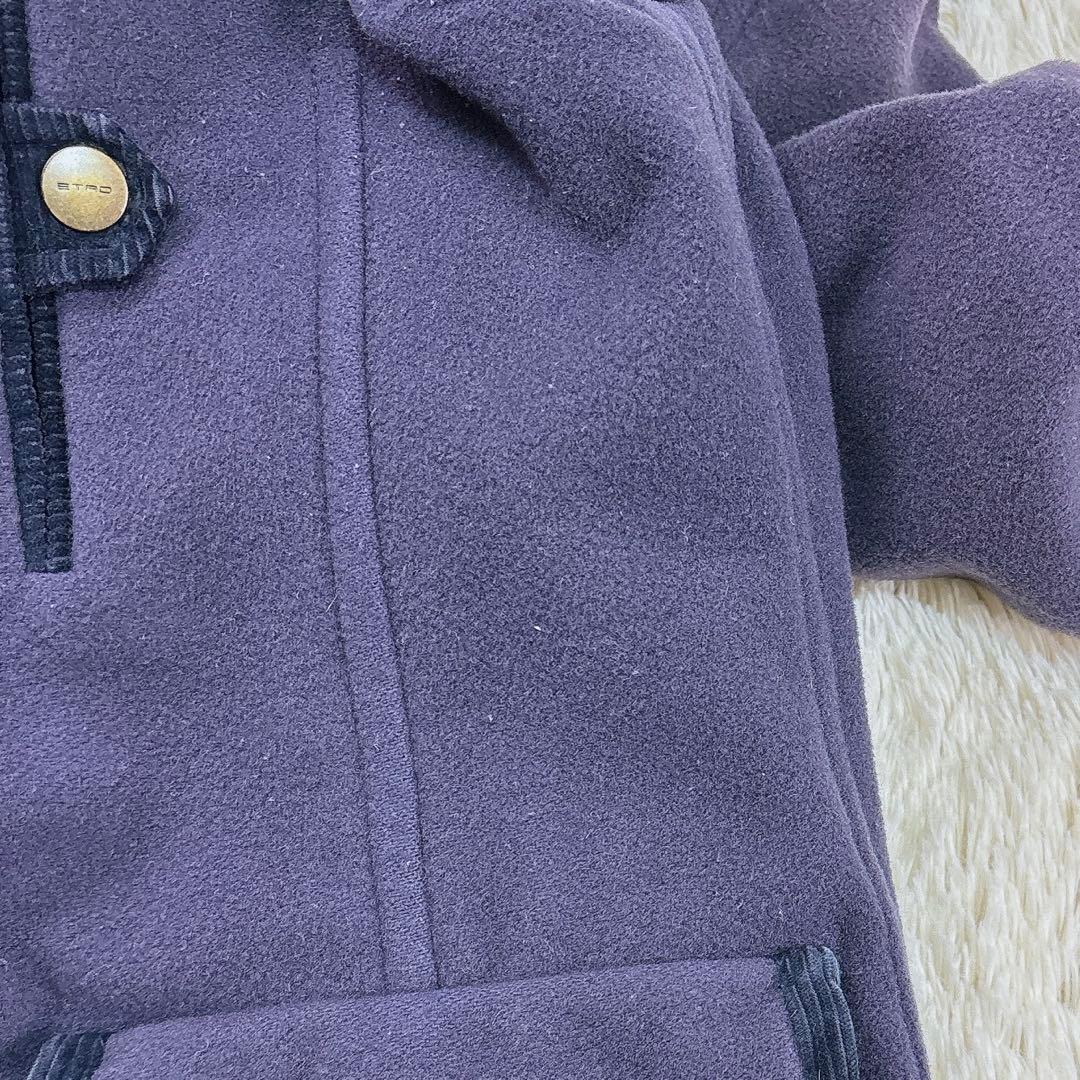 ETRO ロングコート　ラビットファー　カシミヤ ペイズリー柄　金ボタン　S