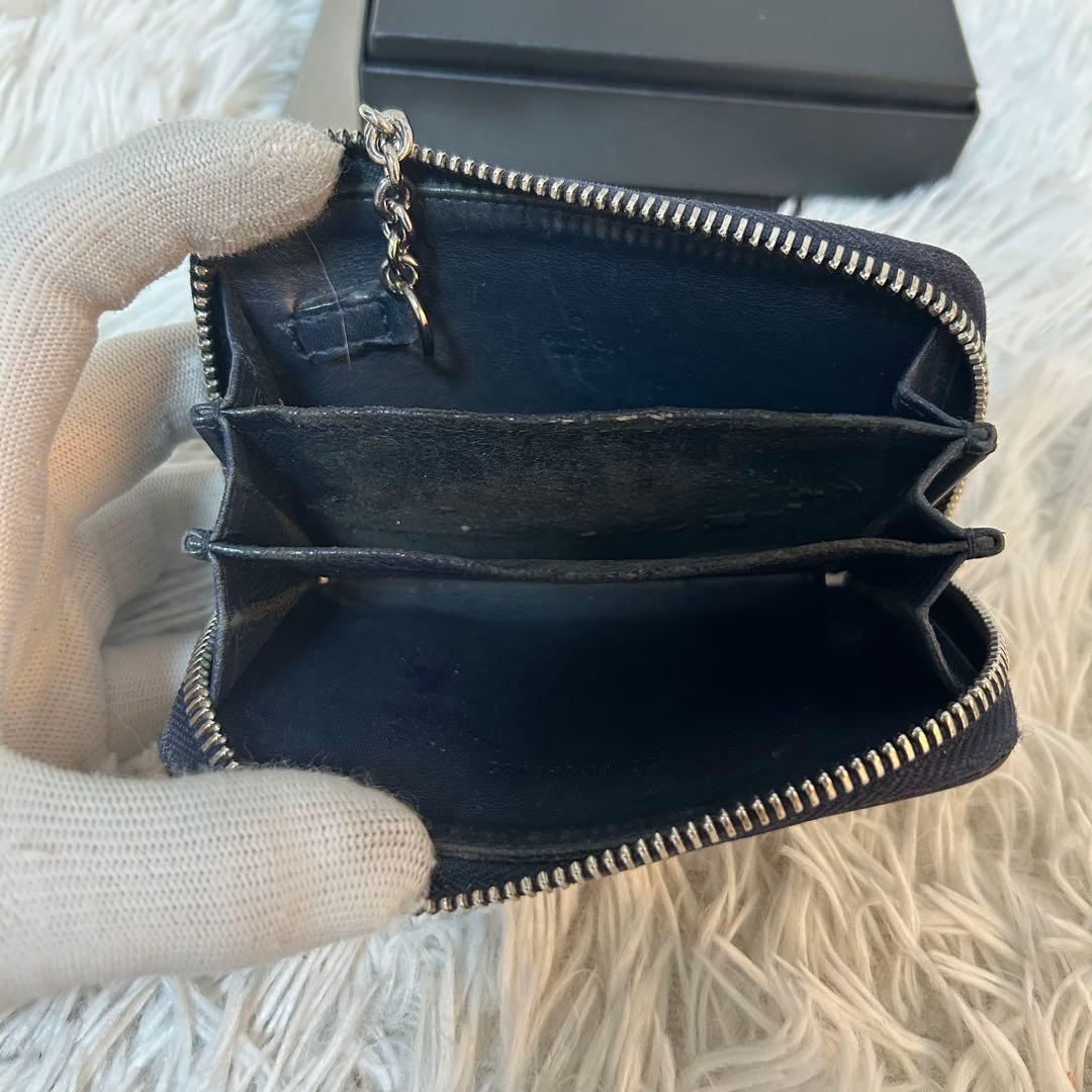 【美品✨マイクロシマ/希少】グッチ　GUCCI ネイビー　ケース　レザー