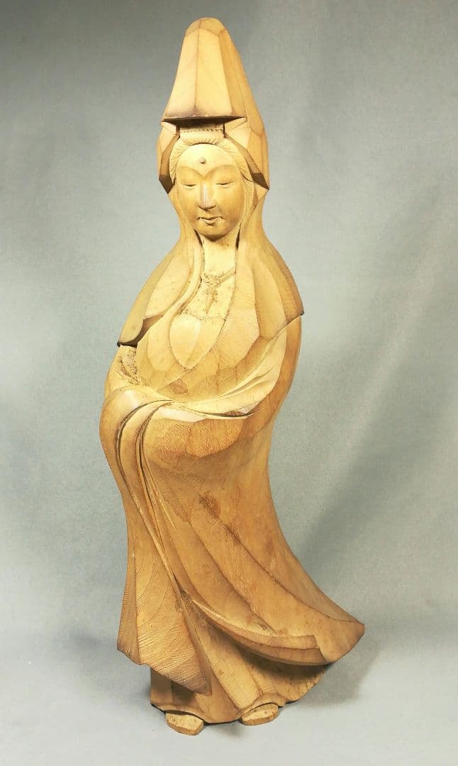 在銘あり　木彫　彫刻　観音像　置物　仏像