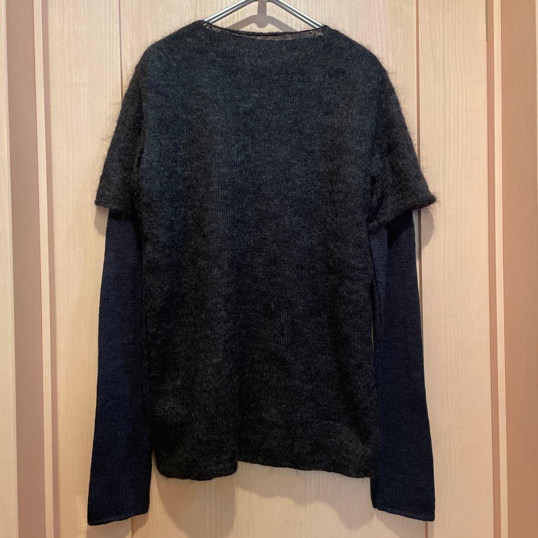 BOTTEGA VENETA 長袖レイヤードニット グレー✖️ネイビー S