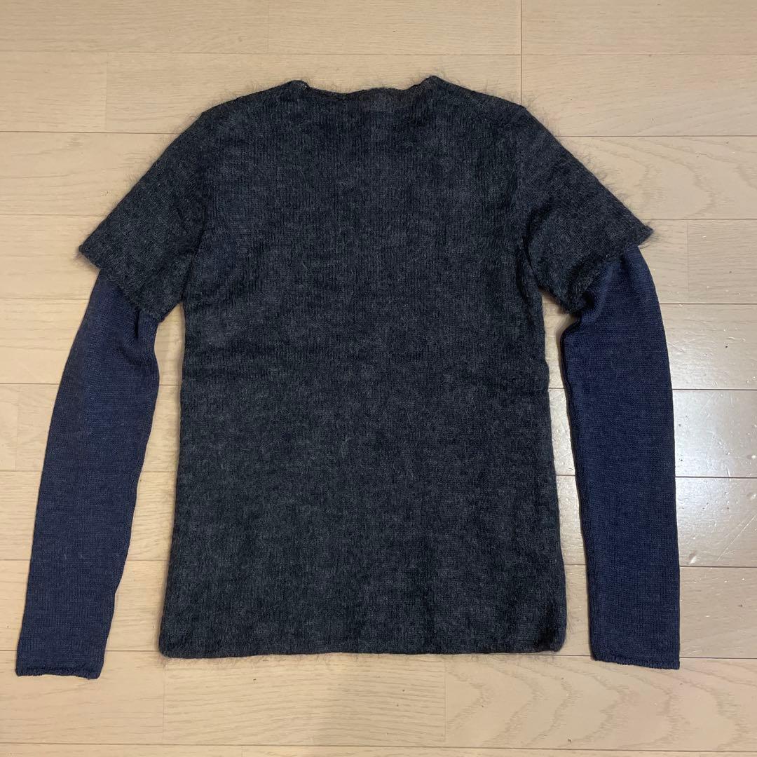 BOTTEGA VENETA 長袖レイヤードニット グレー✖️ネイビー S