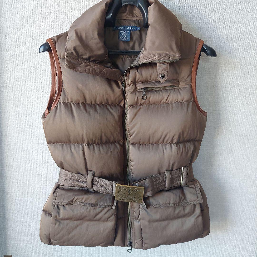 【美品】Ralph Lauren ベルト付きダウンベスト ブラウン