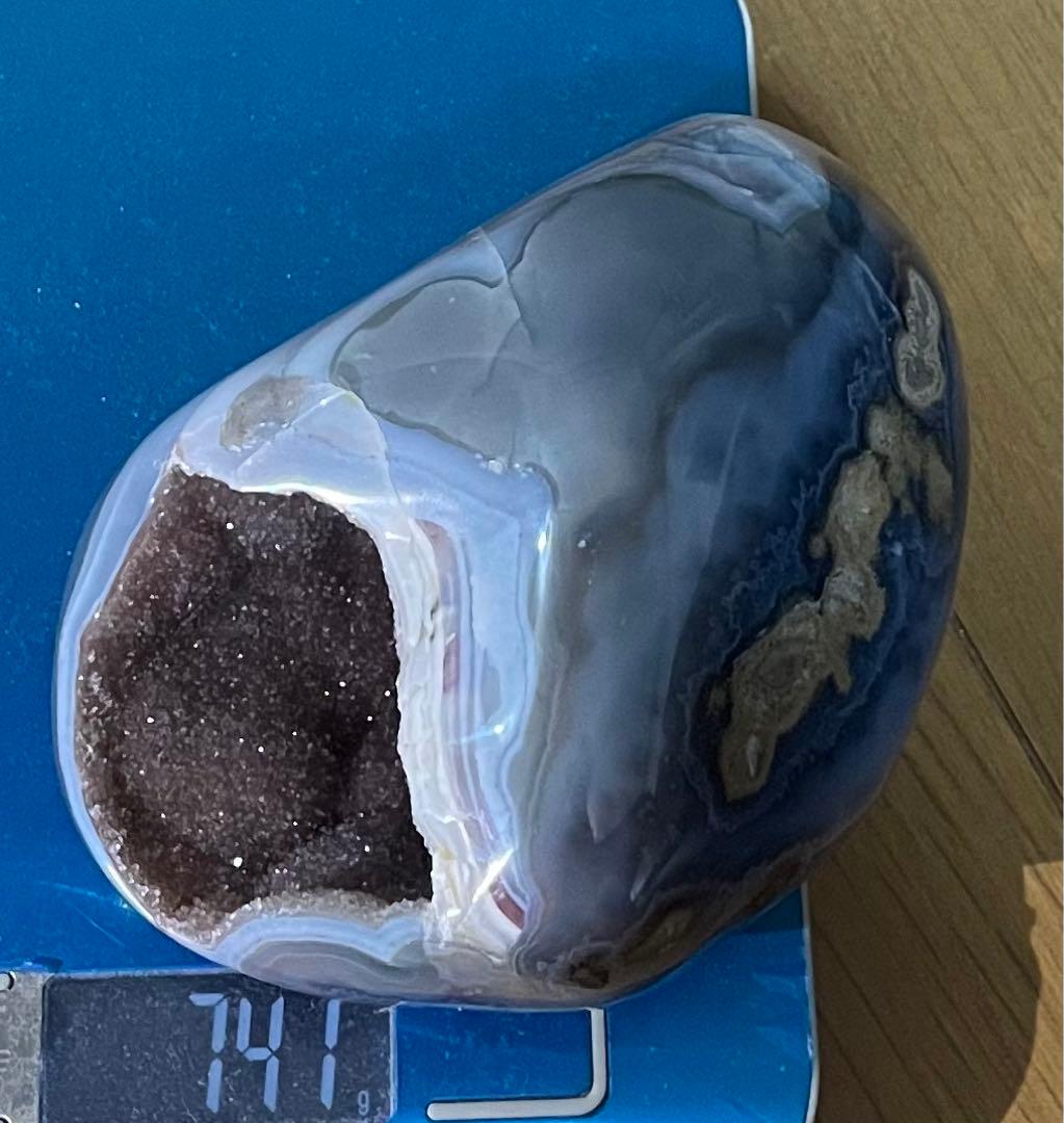 ドゥルージーアゲート 瑪瑙ドーム ジオード クリスタル 鯨模様 マネーボックス