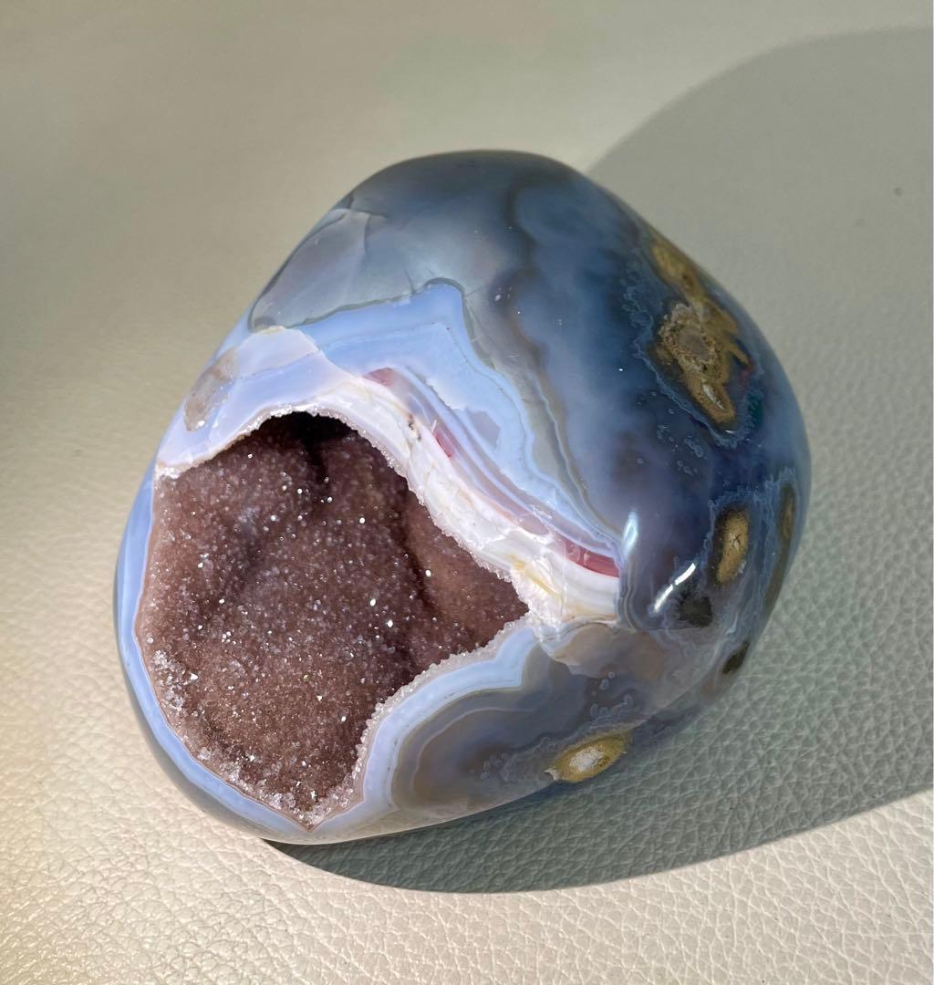 ドゥルージーアゲート 瑪瑙ドーム ジオード クリスタル 鯨模様 マネーボックス