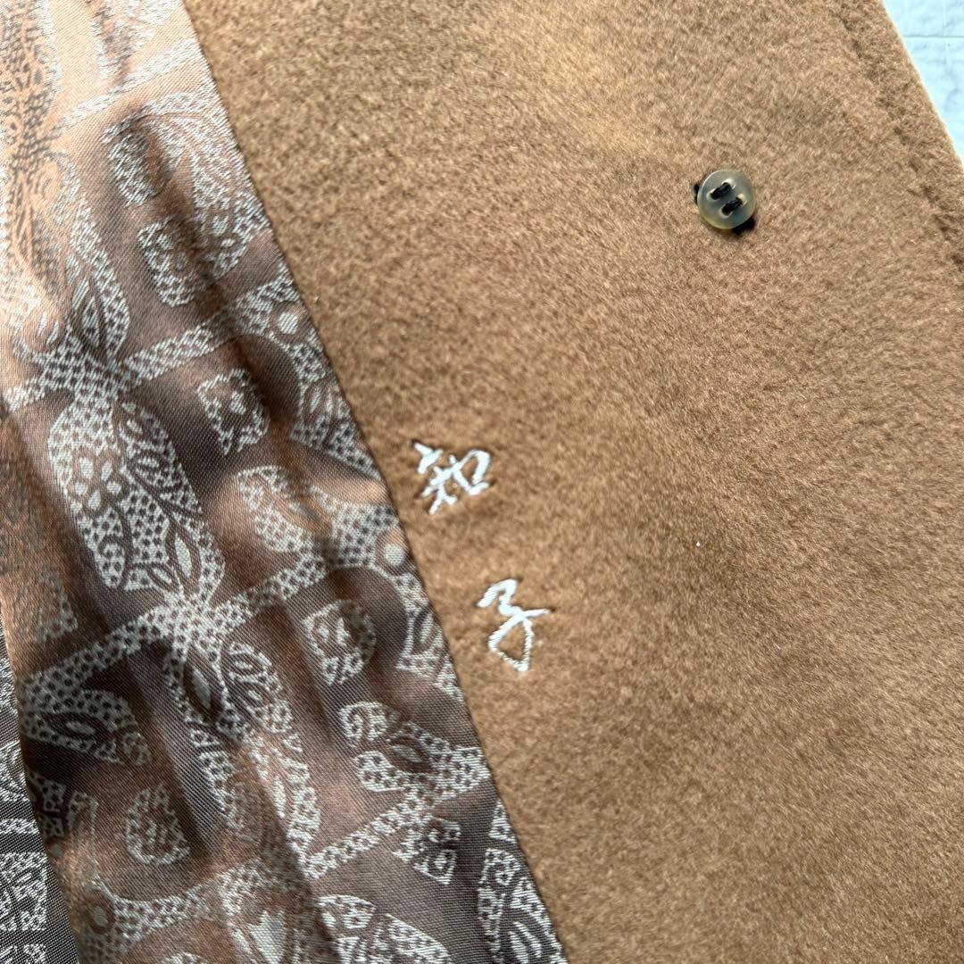 極美品✨バーバリー カシミヤ100% ステンカラーコート 裏地ロゴ総柄 キャメル
