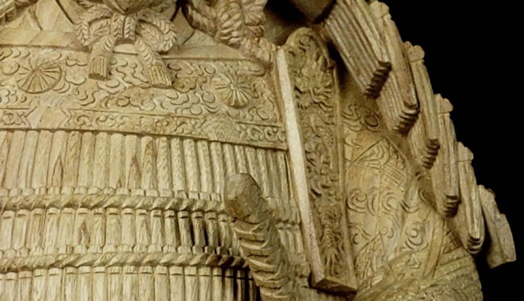 楠木正成像　SHOGUN 将軍　戦国時代　木彫作品　壁掛け　箱あり　サムライ