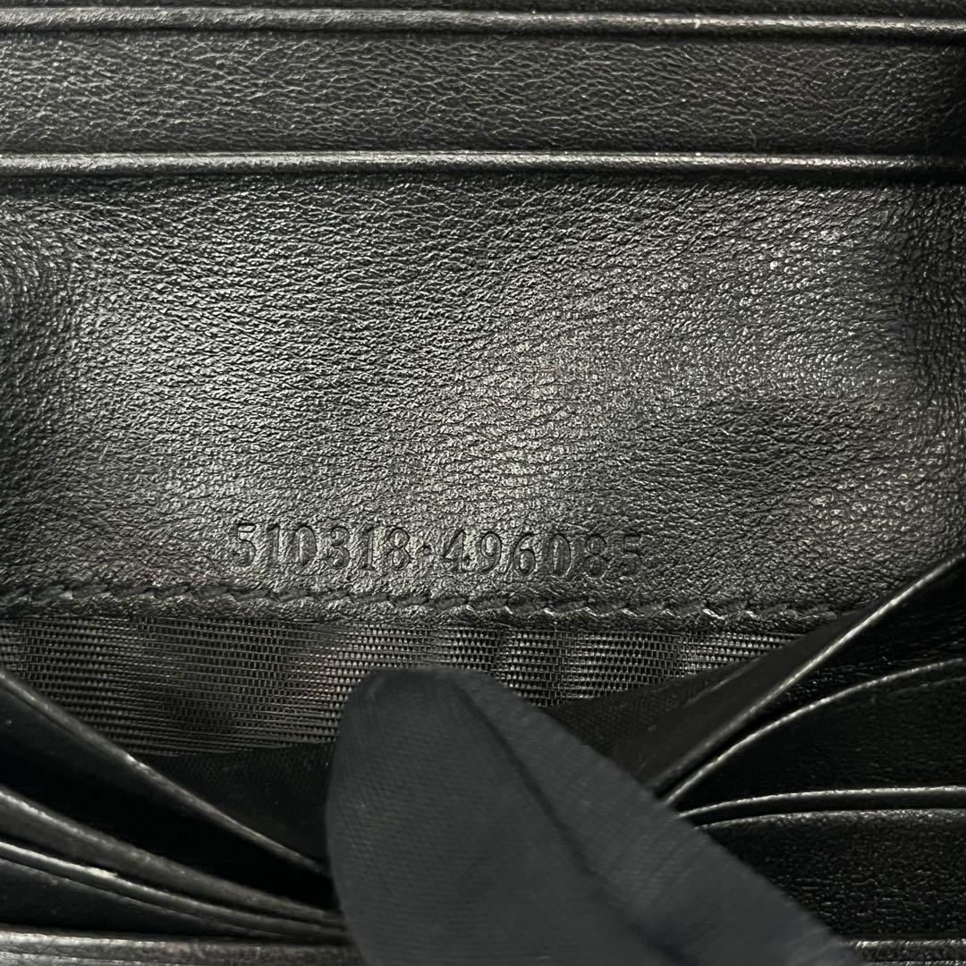 希少✨グッチ 二つ折り財布 GG マイクロシマ ロゴ型押し レザー ブラック