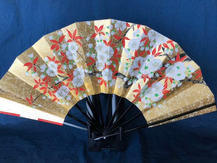 新品　京都　宮脇賣扇庵　飾扇　桜　花車　28.5cm 箱入り