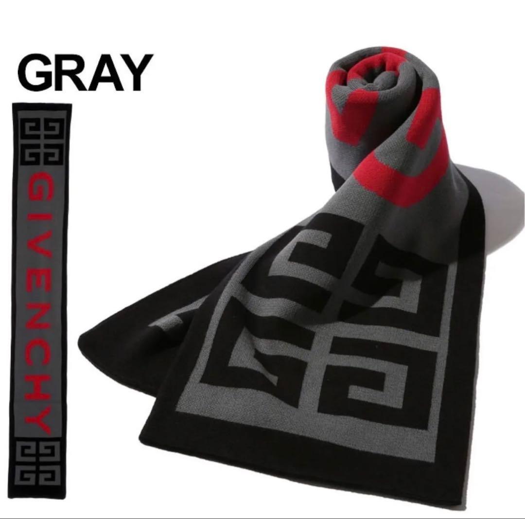 【美品】ジバンシー GIVENCHY ジバンシィ マフラー コットンニット ロゴ