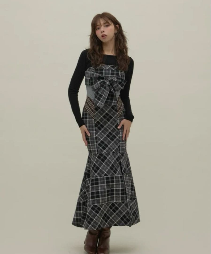 ワンピース Juni check dress andmary