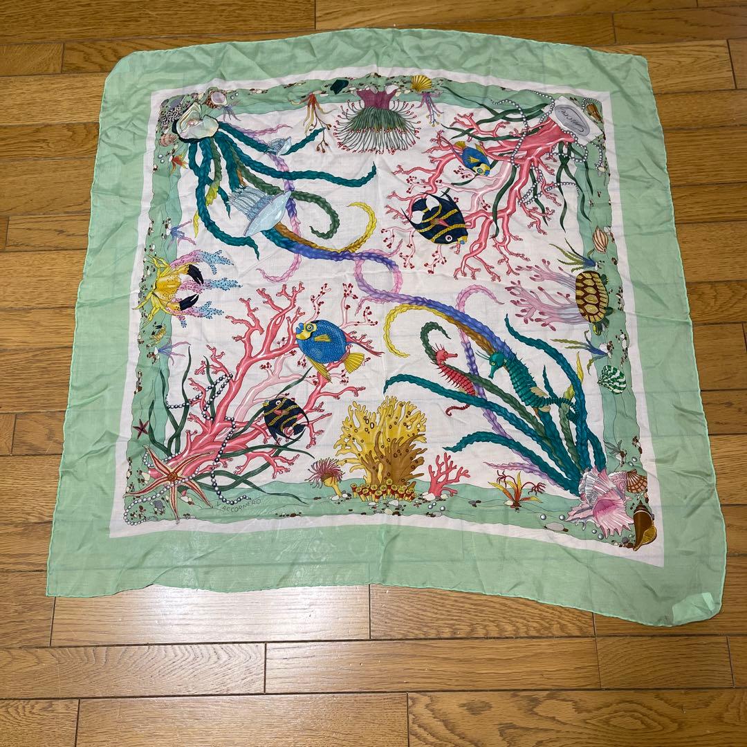 V. Accornero 海洋生物プリントスカーフ　ヴィンテージGUCCI