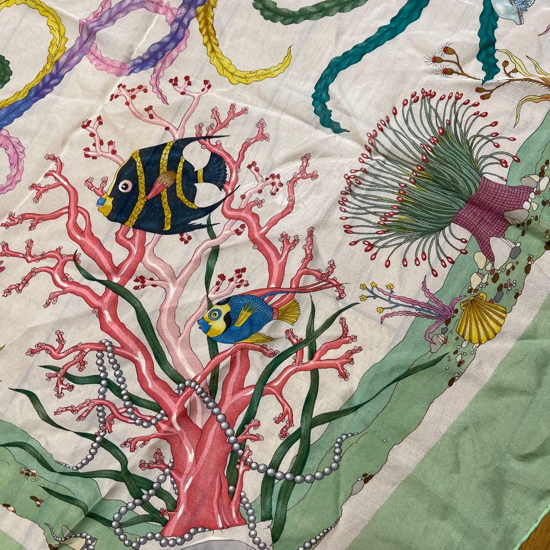 V. Accornero 海洋生物プリントスカーフ　ヴィンテージGUCCI