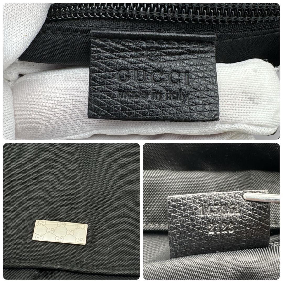 最終値下 GUCCI ロゴ プレート ナイロン メッセンジャーバッグ ブラック