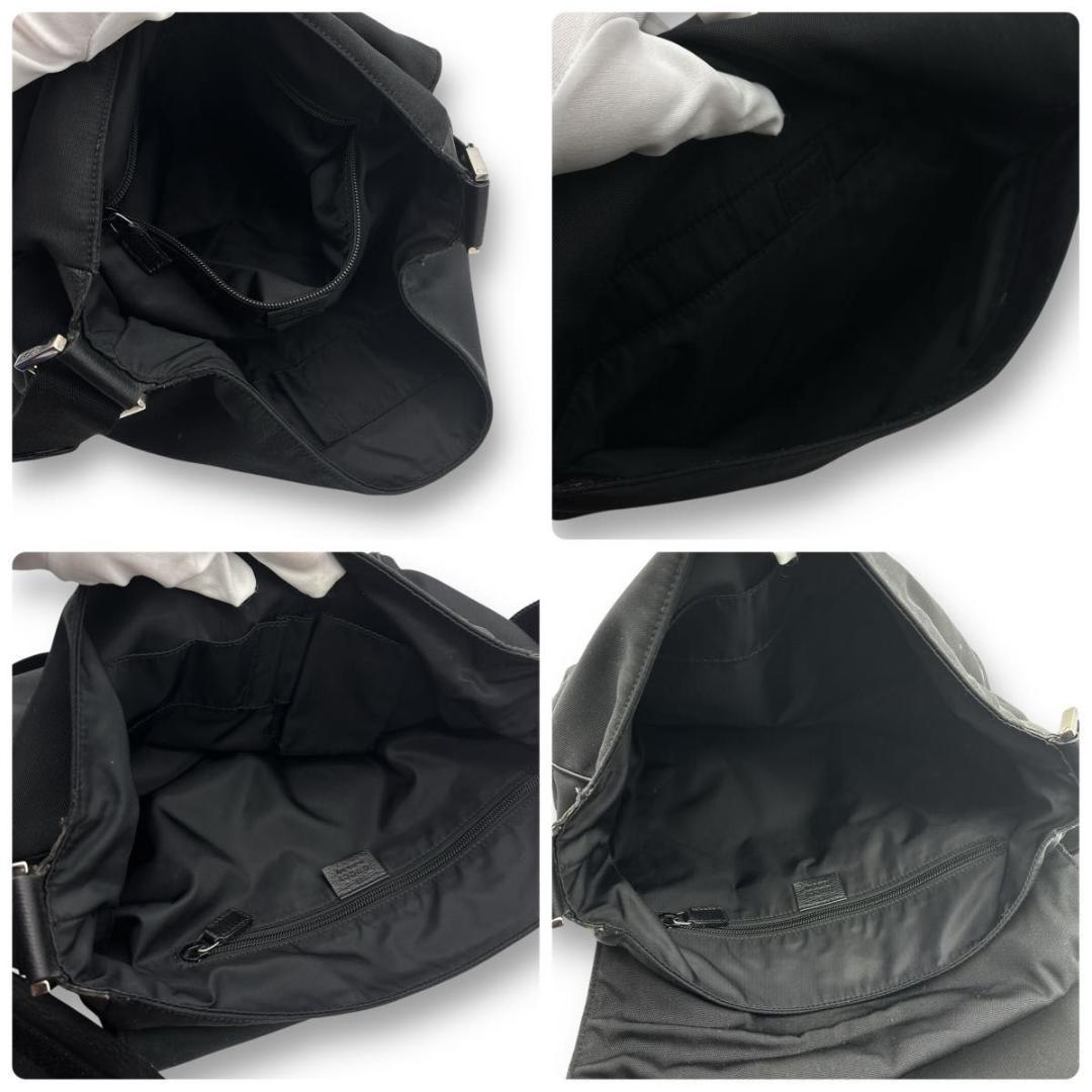 最終値下 GUCCI ロゴ プレート ナイロン メッセンジャーバッグ ブラック