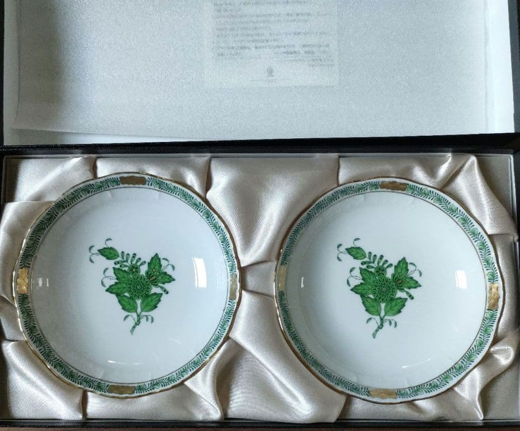 Herend 　ペアフルーツボウル　アポニーグリーン