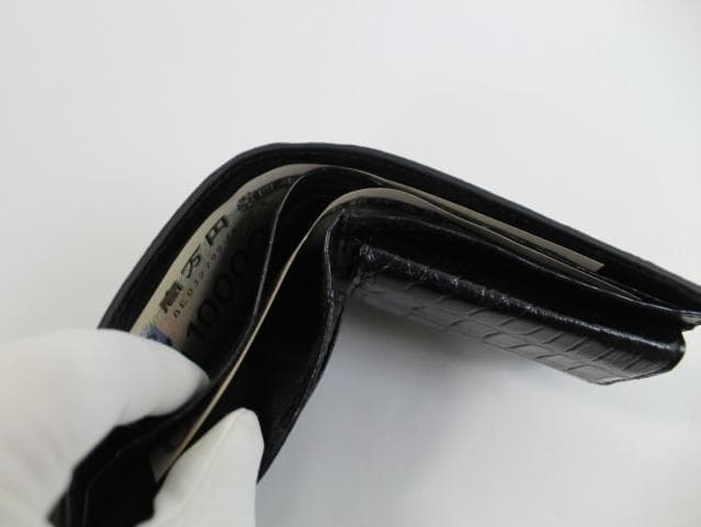 【専用】クロコダイル 財布 二つ折り 無双 両面クロコ ブラック マット仕上げ