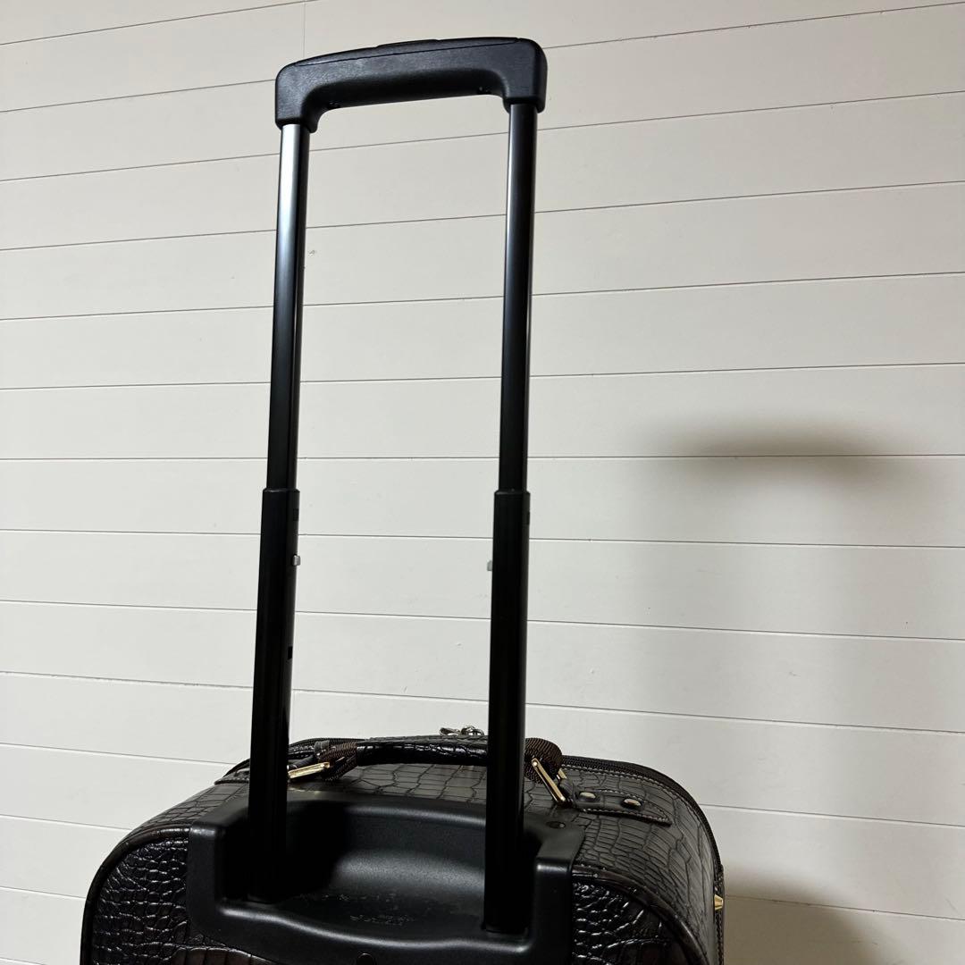 新品未使用✨SWANY スワニー　クロコ型押し　キャリーバッグ　ダークブラウン