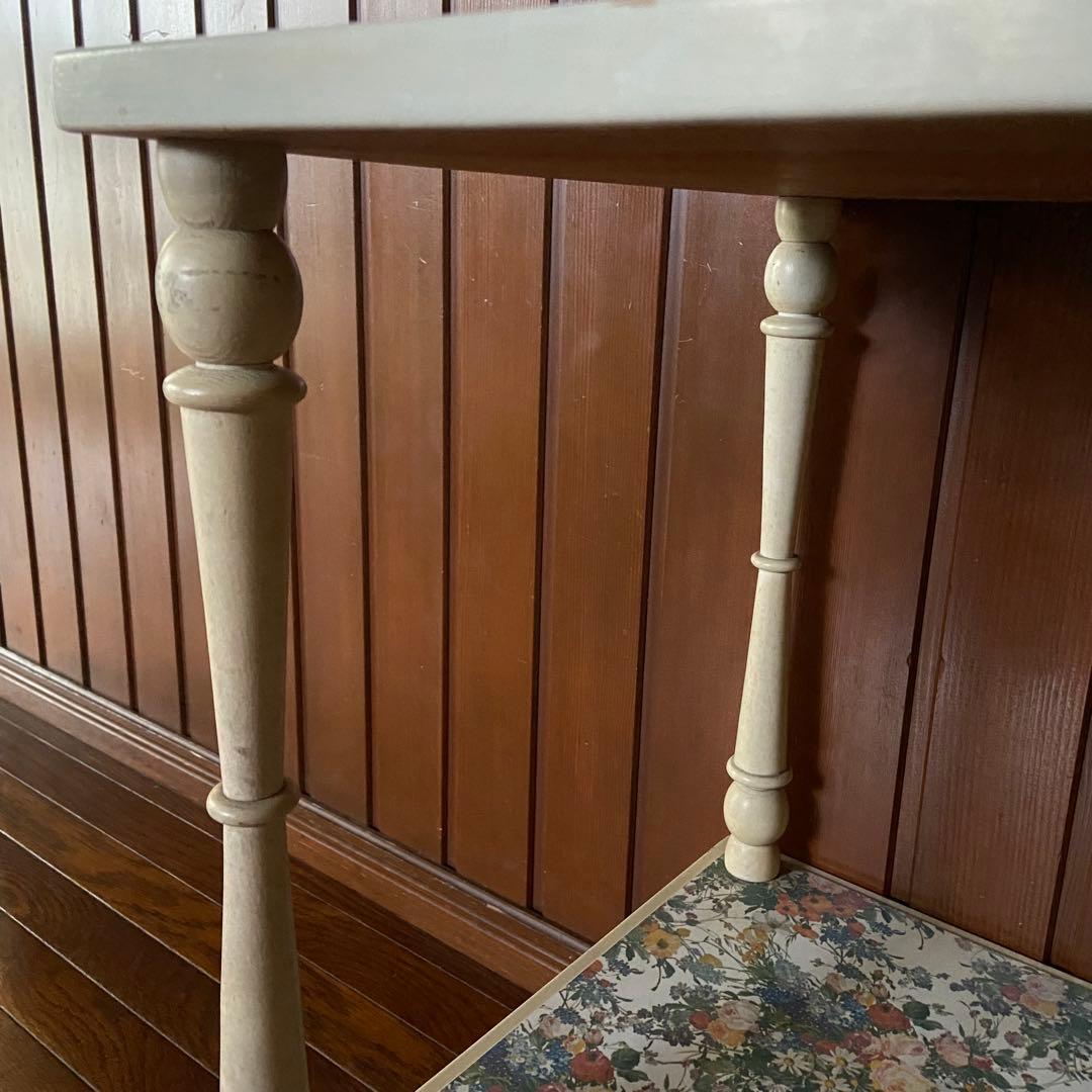 昭和レトロ　花柄　キッチンワゴン　木製ワゴン　当時物