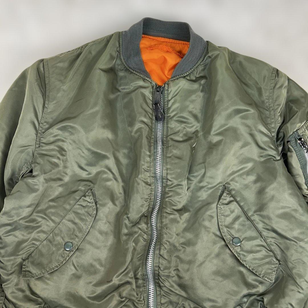レア 80s USA製 ALPHA MA-1 フライトジャケット 三本線タグ L