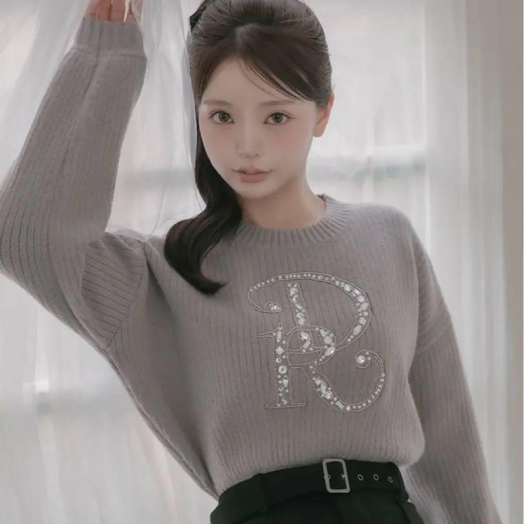 Darich ダーリッチ DRビジューボリュームリブニットトップス