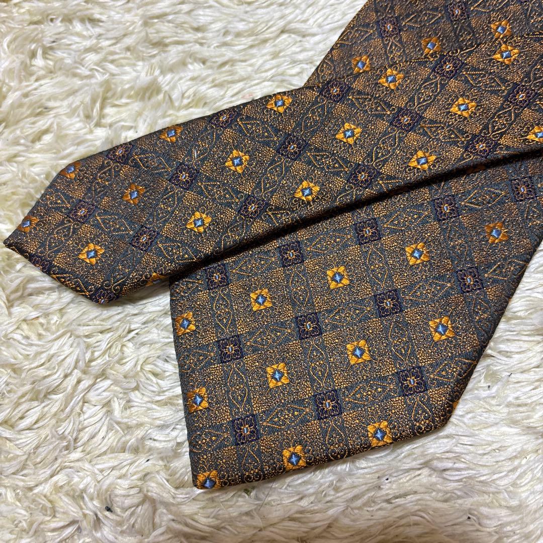 極美品　イタリア製　ブリオーニ　ネクタイ　ゴールド系　玉虫色　プレートタグ