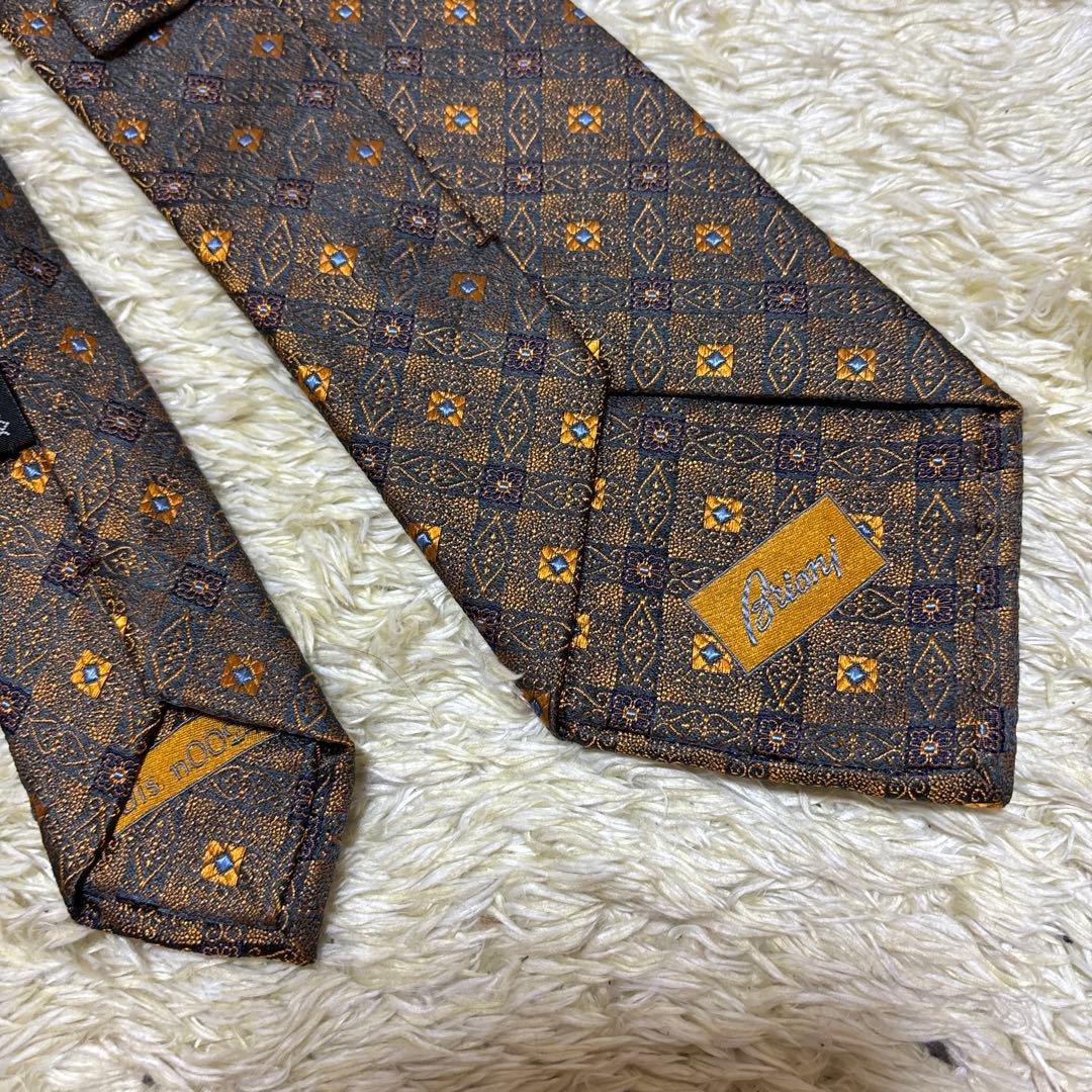 極美品　イタリア製　ブリオーニ　ネクタイ　ゴールド系　玉虫色　プレートタグ