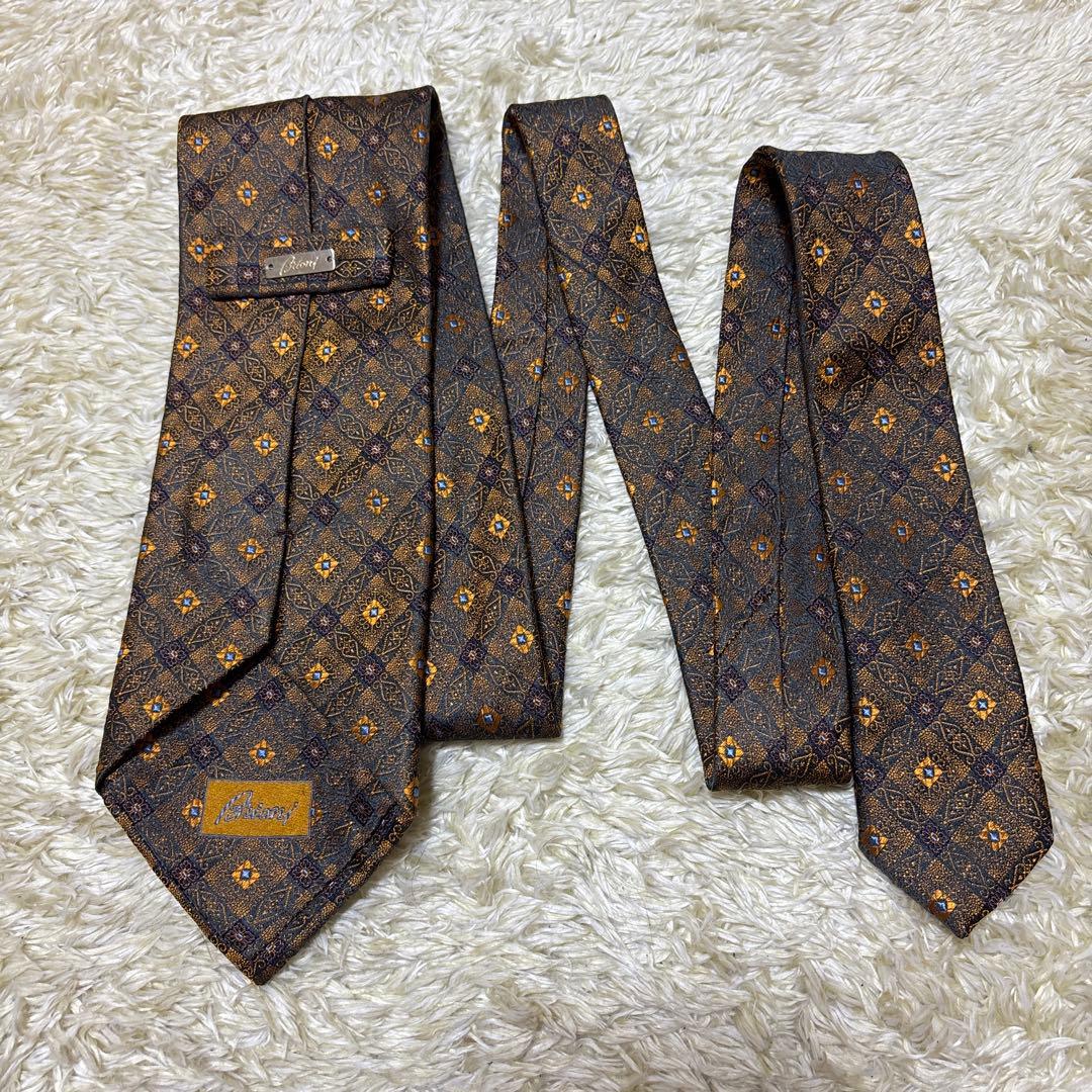 極美品　イタリア製　ブリオーニ　ネクタイ　ゴールド系　玉虫色　プレートタグ