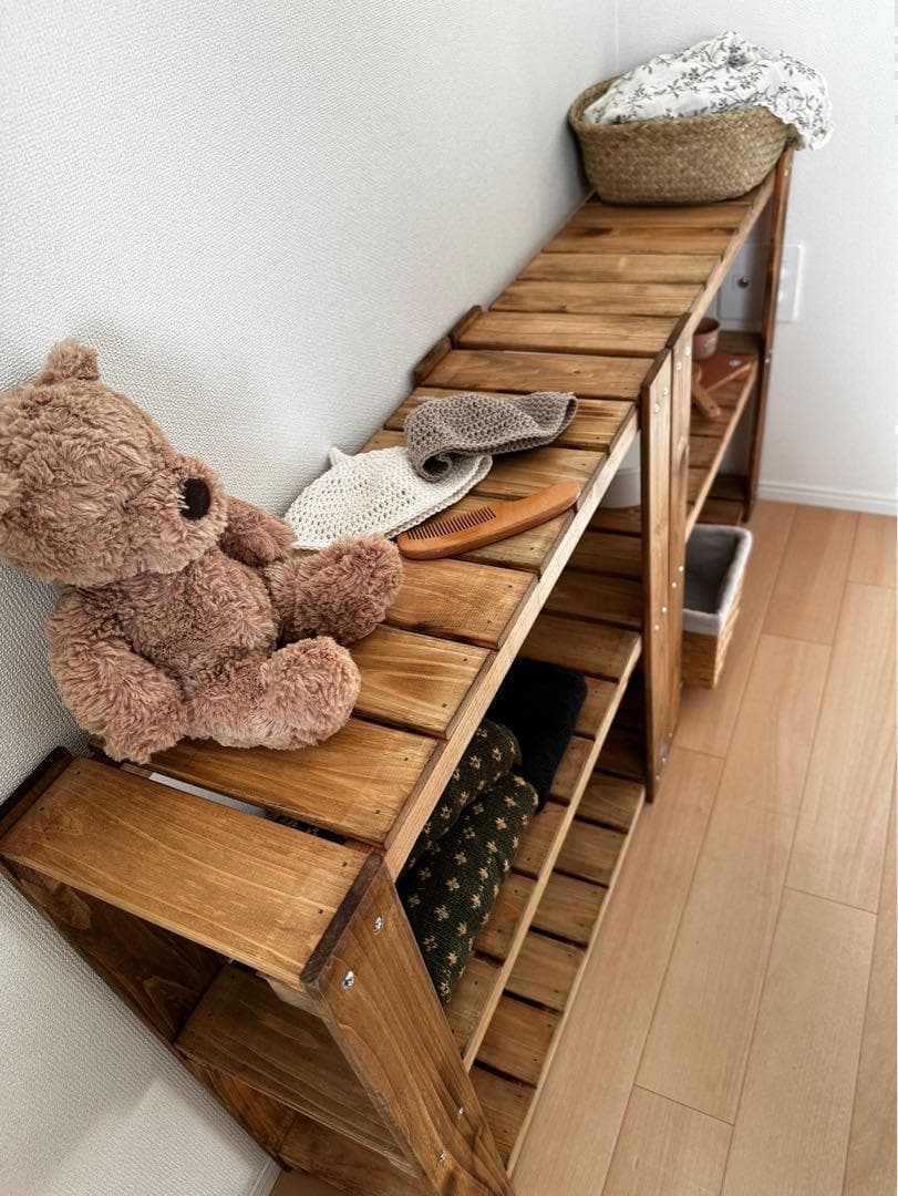 木製オープンシェルフ×2台セット 棚　収納　ナチュラル　ハンドメイド 515