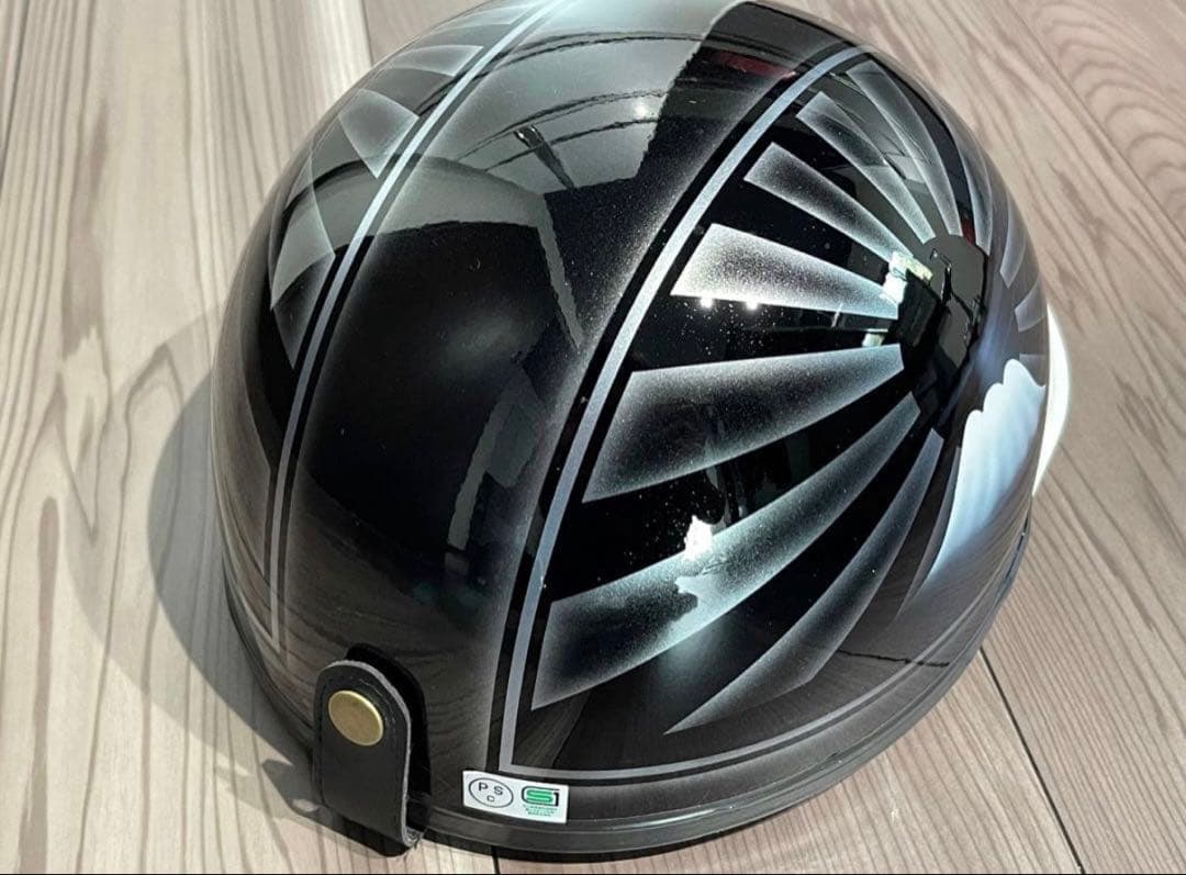 富士日章 コルク半 ヘルメット 黒銀