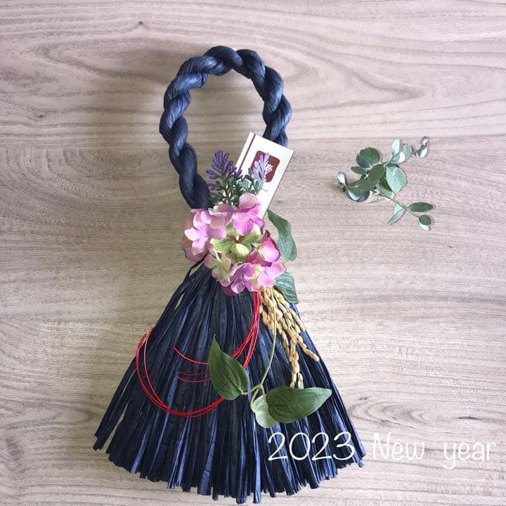 しめ縄③ お正月飾り　ハンドメイド　稲穂　アーティフィシャル　しめ縄リース