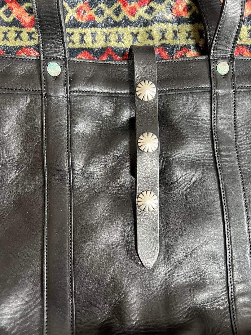 【美品】RRL ダブルアールエル ブラックレザートートバッグ